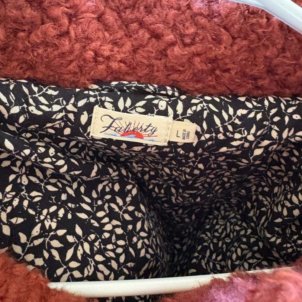 Faherty Rust Sherpa Teddy Jacket Button Front Fle… - image 4